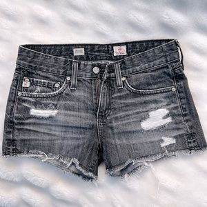 AG Adriano Goldschmied cut-off denim short relaxed fit frayed edges size 24